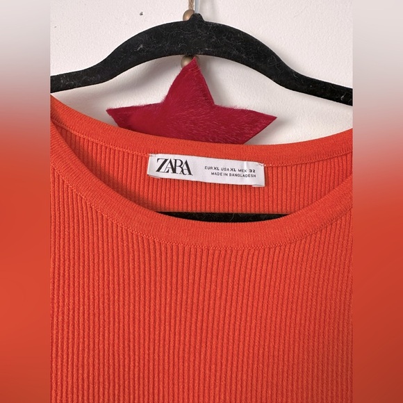 Zara Orange Knit Crop Top XL - Picture 4 of 7